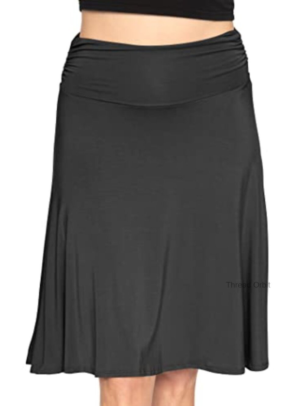 Ruched Waist Flowy A-Line Skirt Knee Ankle Length Plus Size